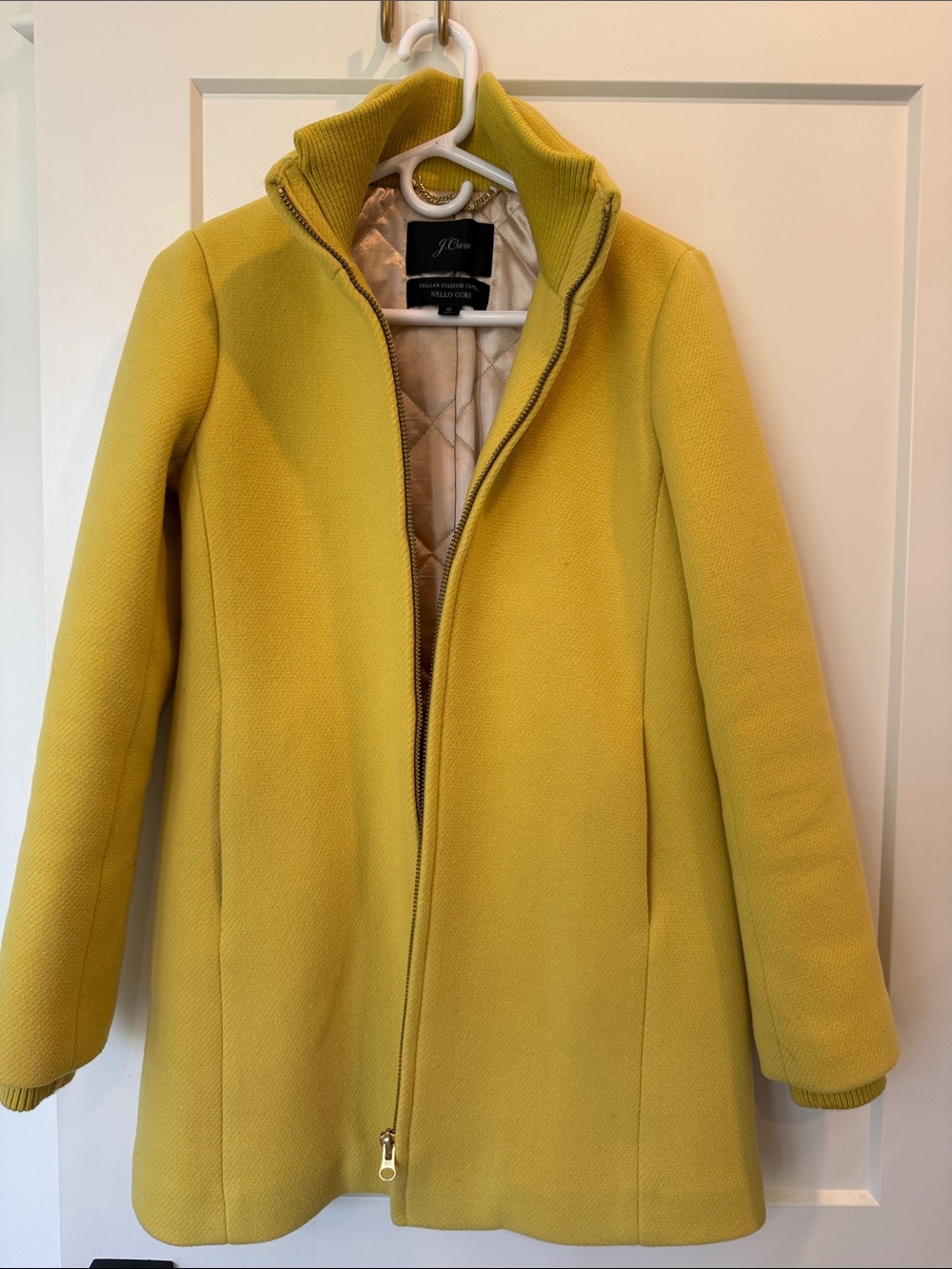 J. Crew Yellow Wool-Blend Stand Collar Pea Coat
